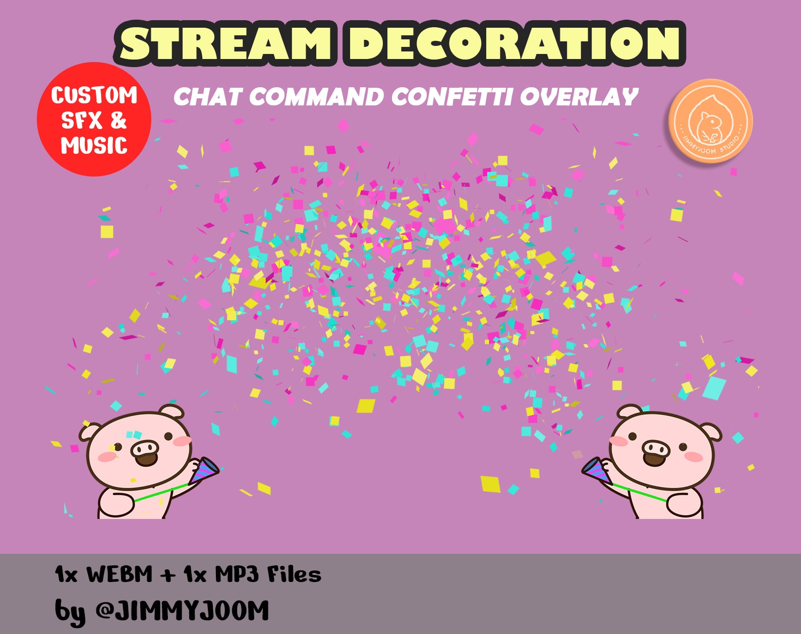 Animated Stream Decoration Confetti / Cute Animated Pig Confetti Twitch