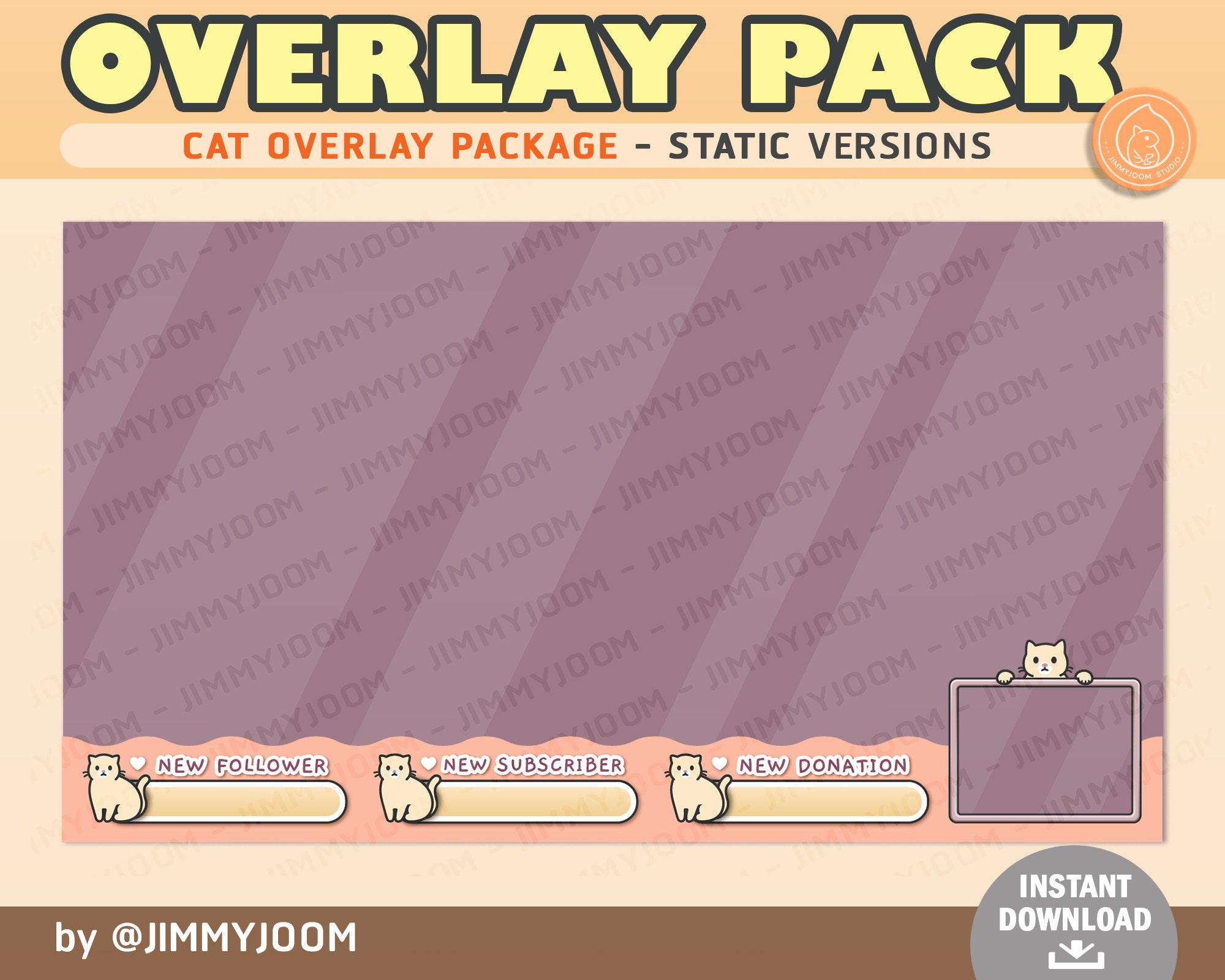 Cat Sticker Overlay Cute Cat Kitten Overlay Pack / Tabby Cat Webcam Overlay / Waiting ...