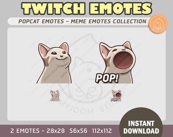 Pop Cat Meme Twitch Emotes / Cute Cat / Emote Pack / Twitch Discord / Overlay