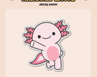 ANIMATED Emote Axolotl Dance / Dancing Emote / Twitch Discord Emote / Pink Dancing Axolotl / Meme Emote / Stream Decoration Animation Loop