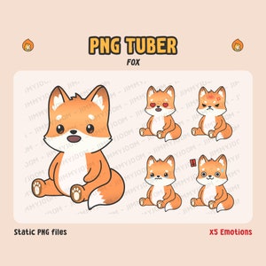Fox PNGTuber | VeadoTube Mini PNG Tuber | Cute Kawaii Fox | Twitch Live Streaming | Live Stream PNG aesthetic | 4 Emotions VTuber