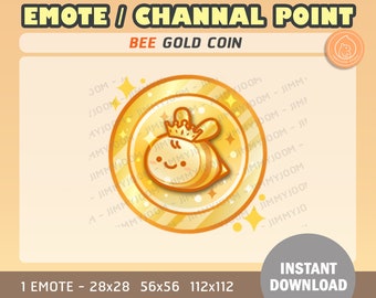 Twitch Channel Points Bee Coin/ Emote / Coin / Badges / Kawaii / Streamer / Cute Honey Bee / Streamer /  Gold Sparkles Cute Stream Setup