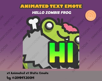 Animated Hi Hello Emote / Animated Frog Emotes / Cute Kawaii Frog / Halloween Text Emote / Halloween Zombie Frog / Twitch Discord Emotes