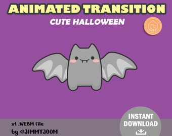 Twitch Stinger Transition Halloween / Kawaii Halloween / Stream Transition / Cute Stream Setup / Cute Bat / Overlay / Geanimeerde Overgang