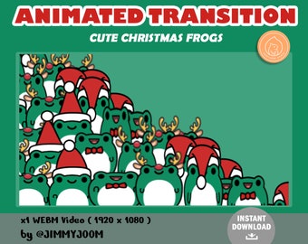 Animated Twitch Christmas Frog Stinger Transition / Kawaii / Stream Transition / Cute Stream / Overlay / Animated Transition / Santa Holiday