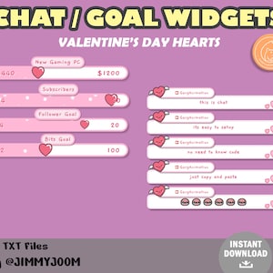 Custom Cute Heart Chat and Goals Widgets for Twitch / Animated Stream Goal Widget / Valentine&#39;s Day Chat Widget / Kawaii Stream /Pink Purple