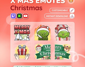 Christmas Emotes - Twitch Discord Emote Pack - The Grinch Merry XMas