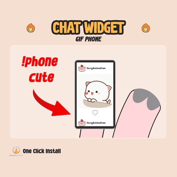 Custom Chat Widget GIF Game / Twitch Chat Widget / Animated Fox Frog Cat Pig Bear Axolotl / Cute Chat GIF PHONE / Customize Stream Widget