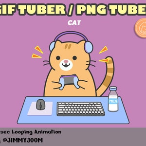 Cute Cat Animated GIFTuber PNGTuber VTuber for Twitch Streaming / Orange Cats GIF Tuber PNG Tuber V Tuber / Aesthetic Cute Stream Setup