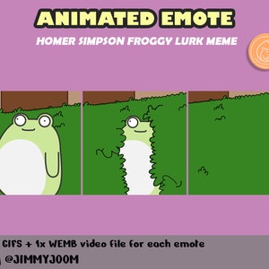 ANIMATED Frog Lurk Meme Twitch Emote Discord Emote Pack / Homer Simpson Emote / Lurk Emote / Animated Emote / Kawaii / Meme Emote