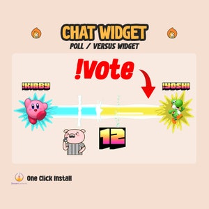 Custom Chat Poll Widget - Twitch Voting Widget - Animated Cute Custom Widget - Customizable Interactive Chat Live Poll Engagement - Cute Pig