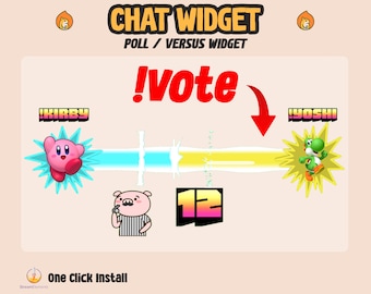 Custom Chat Poll Widget - Twitch Voting Widget - Animated Cute Custom Widget - Customizable Interactive Chat Live Poll Engagement - Cute Pig