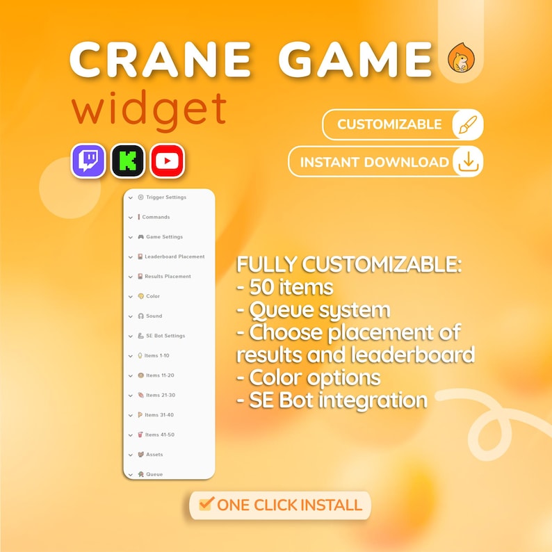 Widget de chat personalizado para juego de garras / Widget de chat de Twitch / Zorro animado, rana, gato, cerdo, oso, ajolote / Juego de grulla de chat lindo / Widget de transmisión personalizado imagen 4