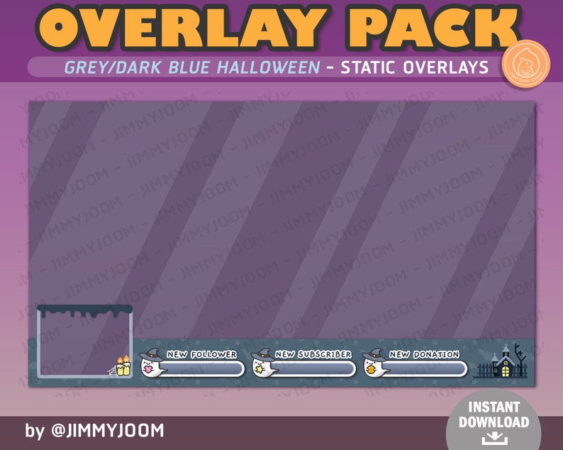 Halloween Twitch Overlay / Kawaii Halloween Stream Setup / Halloween Overlay Pack / Söt Spökpumpa Spökhus / Högtidsöverlägg bild 8