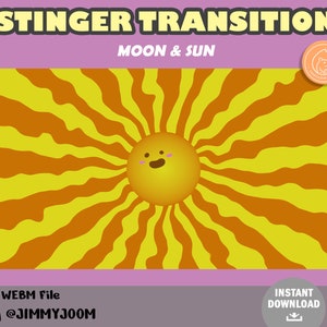 Sun & Moon Twitch Stinger Transition / Animated Transitions for Streaming / Cute Stream Set Up / Kawaii / Aesthetic / Yellow Orange Sun Moon