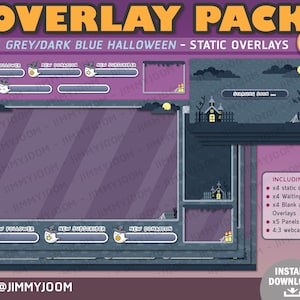 Halloween Twitch Overlay / Kawaii Halloween Stream Setup / Halloween Overlay Pack / Söt Spökpumpa Spökhus / Högtidsöverlägg bild 1