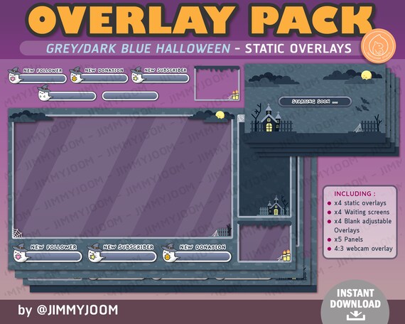 Halloween Twitch Overlay / Kawaii Halloween Stream Setup / Halloween Overlay Pack / Cute Ghost Pumpkin Haunted House / Holiday Overlays