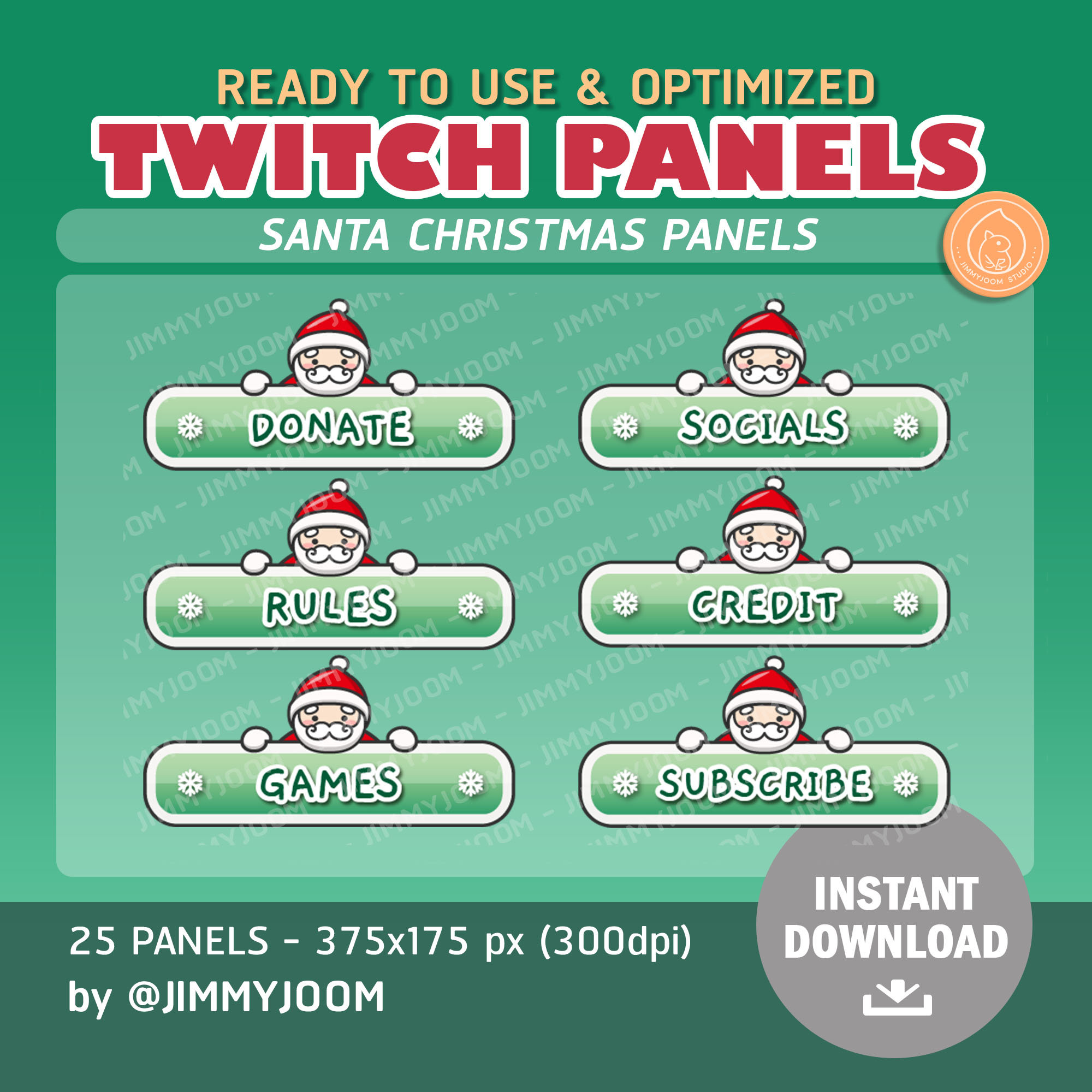 Streamer Santa X25 Cute Santa Claus Christmas Twitch Streamer Panels | Kawaii ...