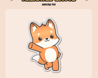 ANIMATED Emote Fox Dance / Dancing Emote / Twitch Discord Emote / Red Dancing Fox / Meme Emote / Stream Decoration Animation Loop Cute