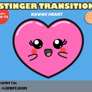 Animated Stinger Transition Cute Kawaii Heart Pink / Valentine's Day / Pastel Animation / Cute Stream Setup / Twitch Stinger Transitions