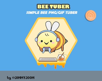 Cute Bee Animated GIFTuber PNGTuber VTuber for Twitch Streaming / Yellow Brown Honey Bee Honeycomb / Kawaii / Aesthetic / Stream Setup