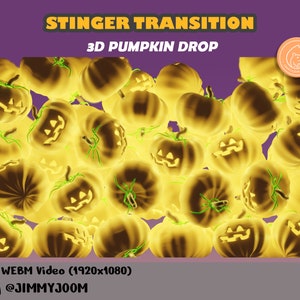 Transition animée 3D Halloween Pumpkin Stinger / Jack-O-Lantern Animation / Bougie / Horror Spooky Stream Setup / Dark Halloween Candy