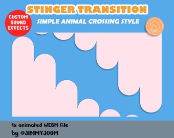 Simple Pink Pastel Stinger Transition for Streaming / Animal Crossing Style Animated Transition with Custom Sound Effects / ACNH Style