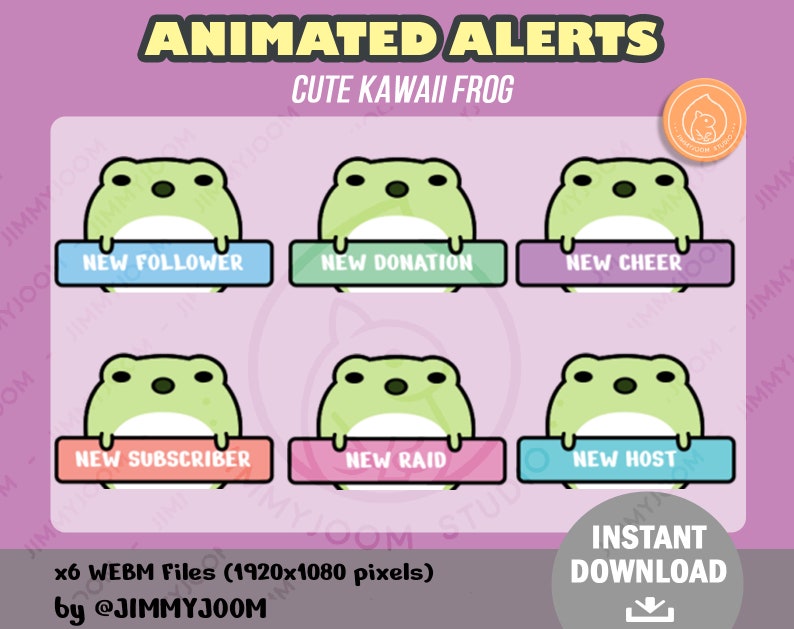 ANIMATED Frog Twitch Stream Alerts / Cute Kawaii Frog / Pastel Alert ...