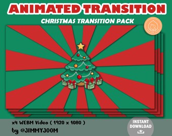 Animated Twitch Christmas Stinger Transition Pack / Kawaii / Stream Transition / Cute / Overlay Pack / Animated Transition / Santa Holiday