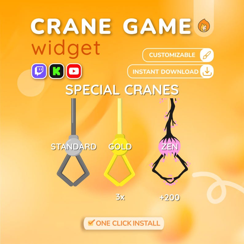 Widget de chat personalizado para juego de garras / Widget de chat de Twitch / Zorro animado, rana, gato, cerdo, oso, ajolote / Juego de grulla de chat lindo / Widget de transmisión personalizado imagen 3