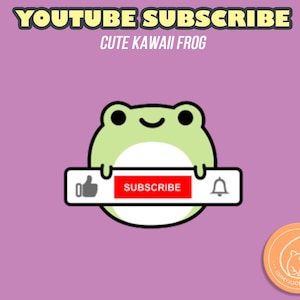 Animated YouTube Subscribe Button Overlay w Sound Effects / Cute Frog Cartoon Animation / Digital Download / Cute Stream Setup / Intro Video