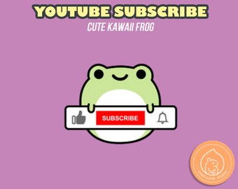 Animated YouTube Subscribe Button Overlay w Sound Effects / Cute Frog Cartoon Animation / Digital Download / Cute Stream Setup / Intro Video