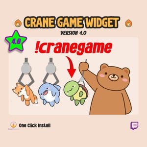 Custom Chat Widget Claw Game / Twitch Chat Widget / Animated Fox Frog Cat Pig Bear Axolotl / Cute Chat Crane Game / Customize Stream Widget
