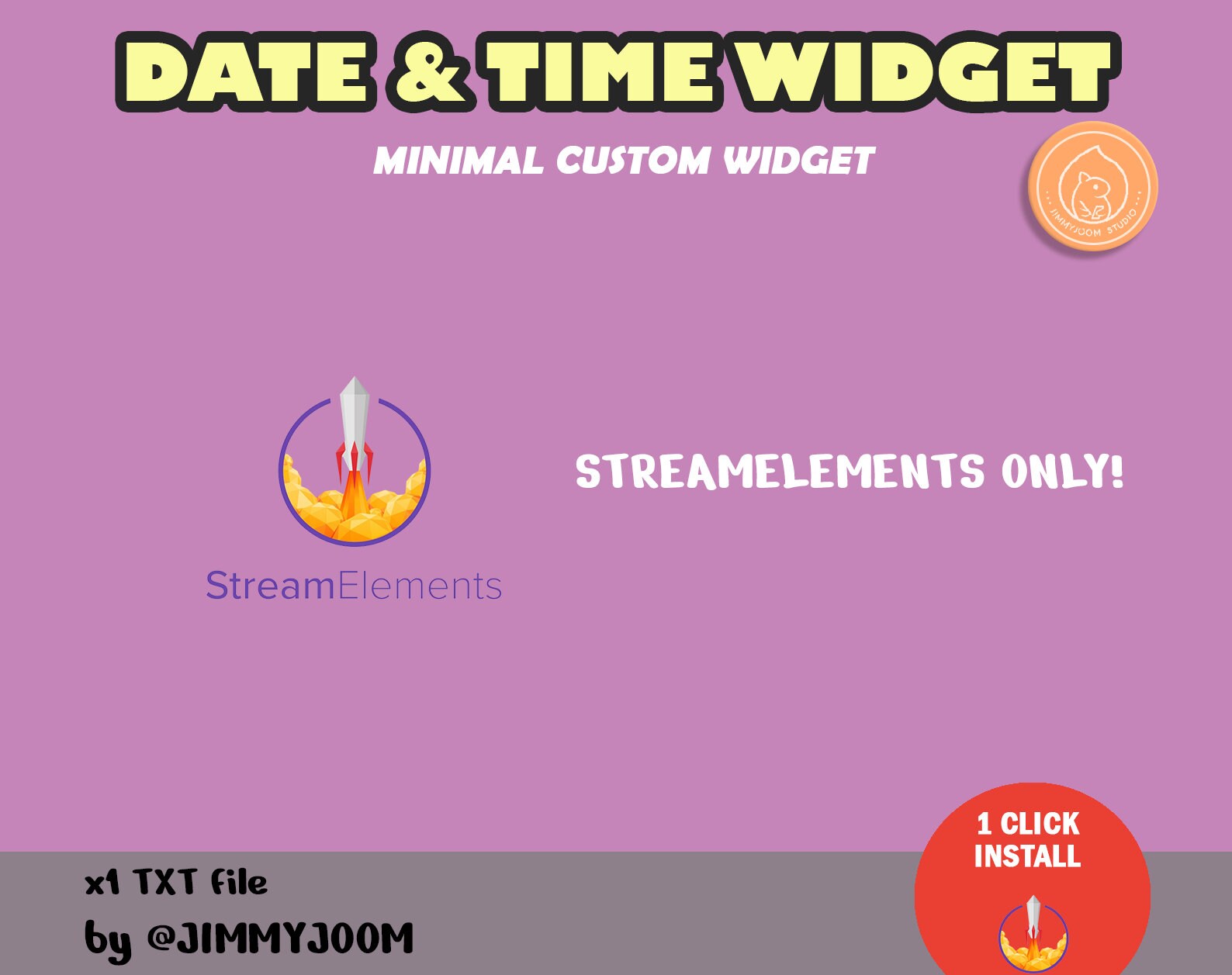 Date and time widget for twitch streaming custom widget