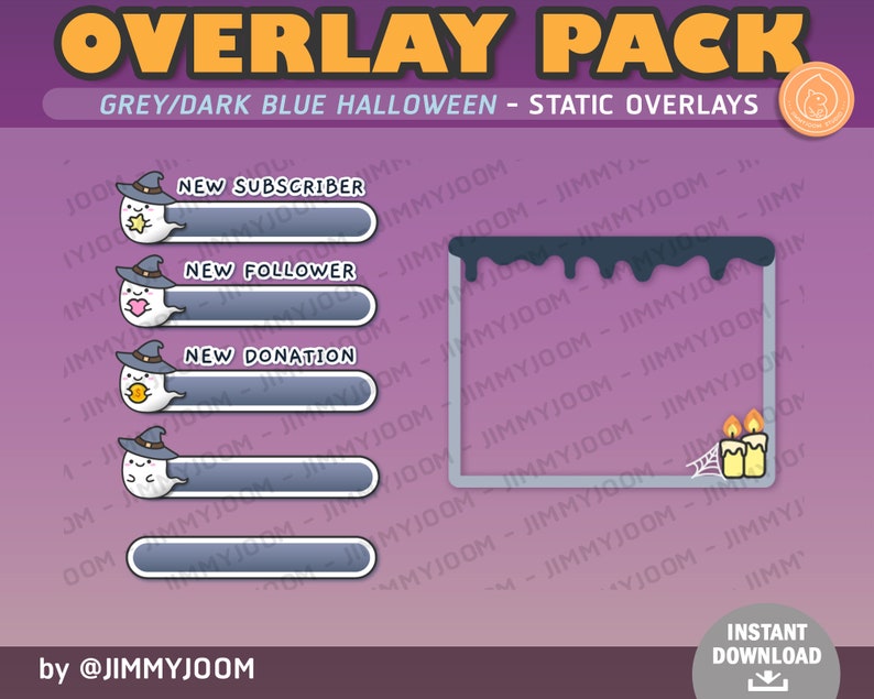 Halloween Twitch Overlay / Kawaii Halloween Stream Setup / Halloween Overlay Pack / Söt Spökpumpa Spökhus / Högtidsöverlägg bild 3