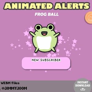 Animierter Pastell Frosch Twitch Alerts / Süßer Frosch / Kawaii Stream Einrichtung / Funkelt Herzen Sterne / Fullscreen Stream Alert / Abonnenten Anhänger