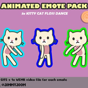 3x ANIMATED Dancing Kitty Cat Twitch Emote Discord Emote Pack / Meme Dance Emote / Cute Emote / Animated Emote / Kawaii / Rainbow