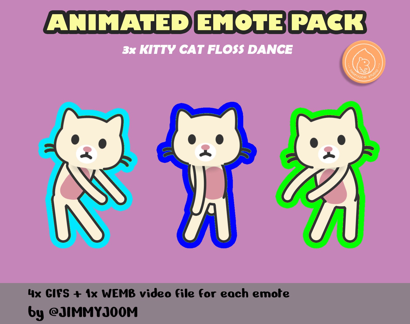 3x ANIMATED Dancing Kitty Cat Twitch Emote Discord Emote Pack / Meme