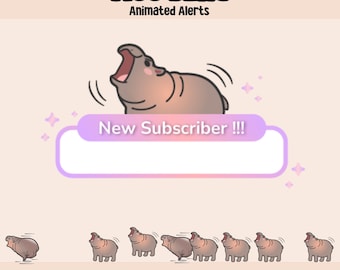 Moo Deng Animated Alerts - Twitch Alerts - Raid Donation Follower Sub Alerts - Cute Moo Deng Stream Alert Pack
