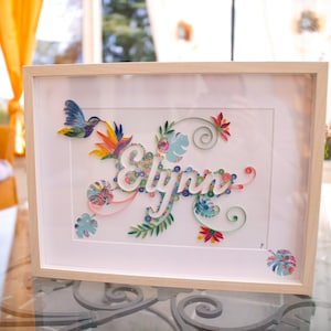Decorative painting First name in quilling or paperolle