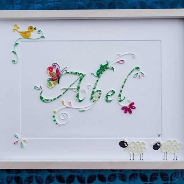 Tableau naissance Prénom en quilling ou paperolle