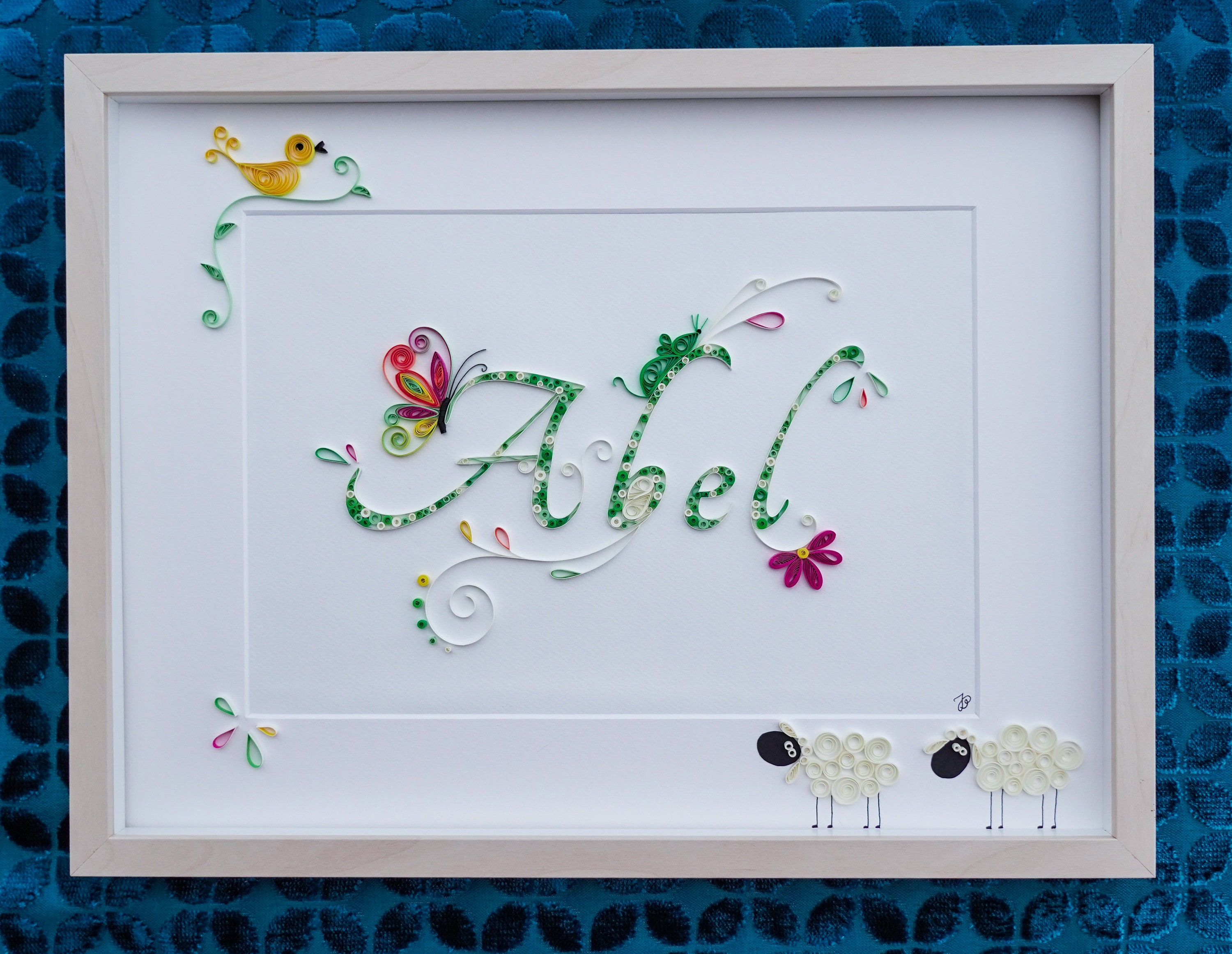Tableau Naissance Prénom en Quilling ou Paperolle