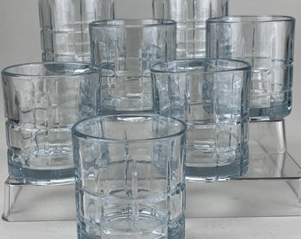 Vintage Anchor Hocking Tartan Rocks Glasses - Clear 10 oz Glass - Set of 6