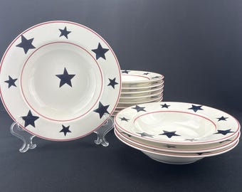 Vintage Lillian Vernon Rim Soup Bowls with Stars - set of 4 - 3 Available