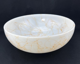Vintage Hazel Atlas Spaghetti Milk Glass Bowl - MCM - Butterscotch - String - Drizzle