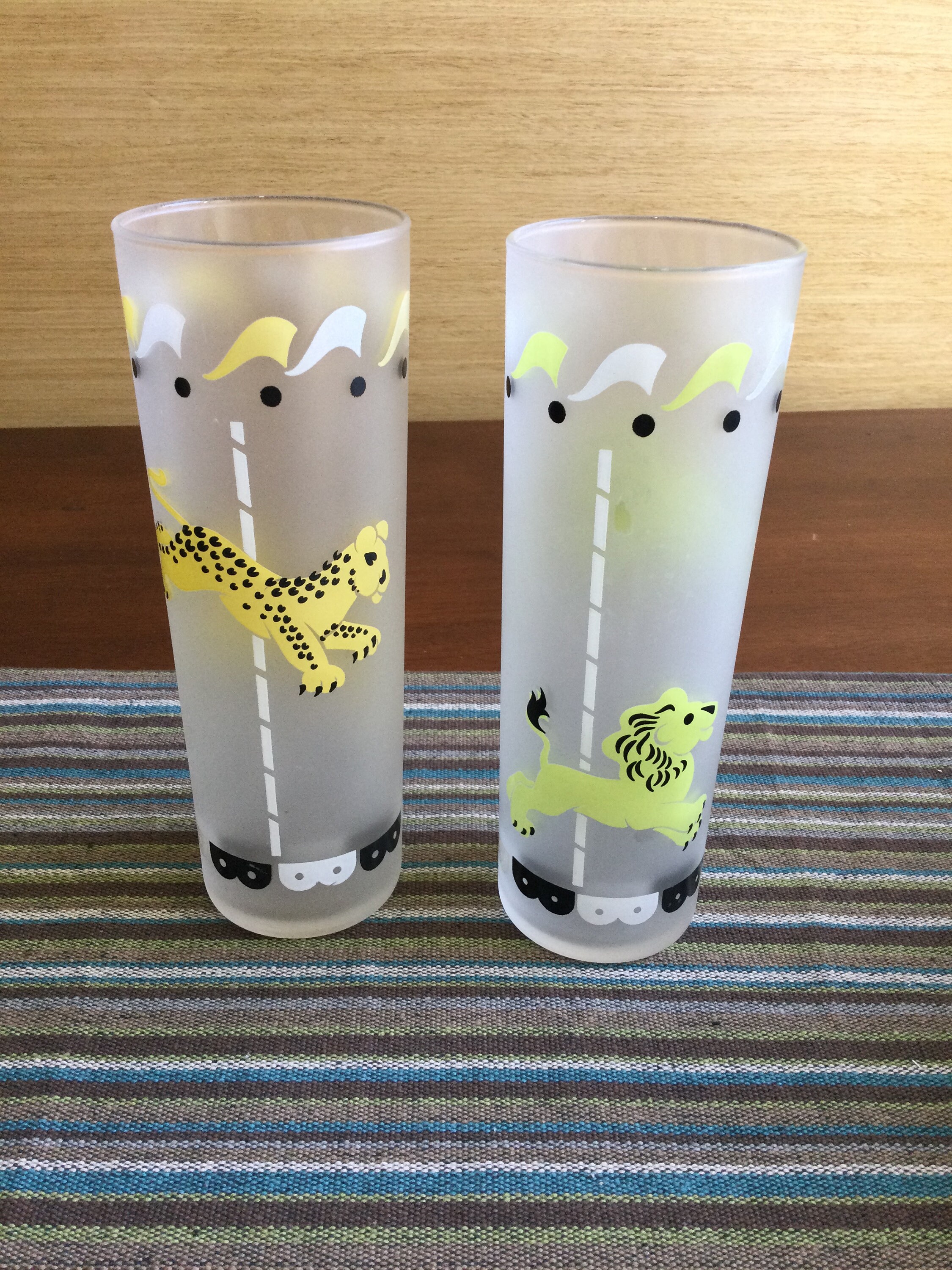 Fun Vintage Libby Circus Glasses Lion and Leopard Drinking Etsy