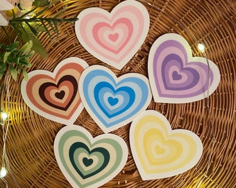 Pegatinas coloridas de corazones // Pegatinas de moda // Lindas pegatinas de corazones // Pegatinas para portátiles y botellas de agua