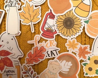 Fall and Halloween Sticker Flake Pack / 21 pc / Autumn Stickers / Pumpkin Stickers / Journal Stickers / Seasonal Stickers