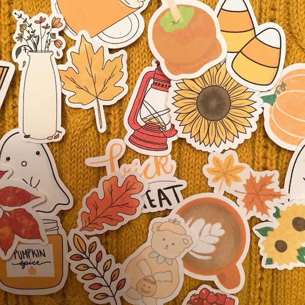 Fall and Halloween Sticker Flake Pack / 21 pc / Autumn Stickers / Pumpkin Stickers / Journal Stickers / Seasonal Stickers