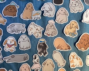 Bunny Sticker Flakes / Holland Lop Rabbits / Journaling Stickers / Planner Stickers